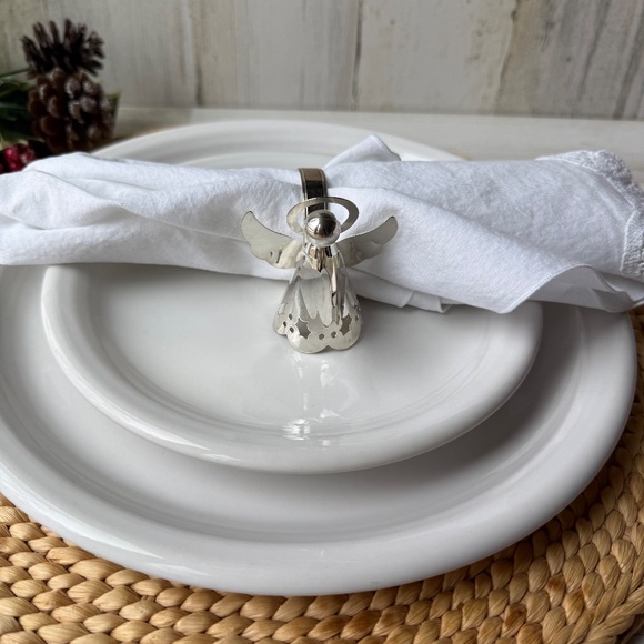 Vintage Silverplate Napkin Rings Angels Playing Instruments Holiday Table Decor - Picture 6 of 16